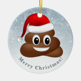 Adorno De Cerámica navidades poo emoji con sombrero santa