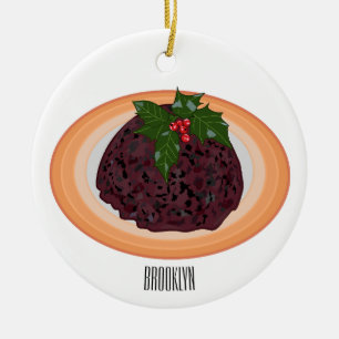 Adorno De Cerámica Navidades pudding personalizado ilustracion