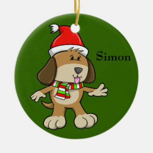 Adorno De Cerámica Navidades Puppy "Simon" Ornament