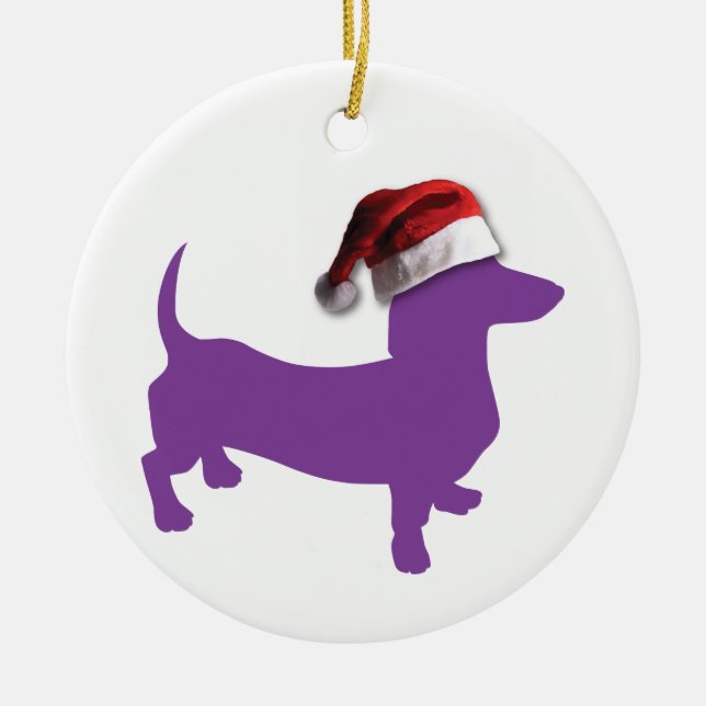Adorno De Cerámica Navidades Purple Dachshund (Frente)