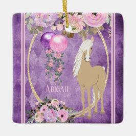 Adorno De Cerámica Navidades púrpura rosados Bonitos personalizados