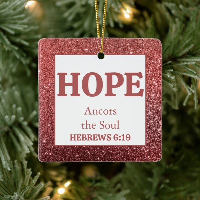 Adorno De Cerámica Navidades Purpurina rojo Biblia contra esperanza (Árbol)