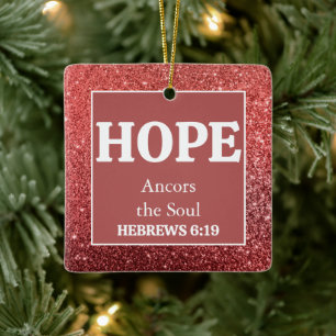 Adorno De Cerámica Navidades Purpurina rojo Biblia contra esperanza