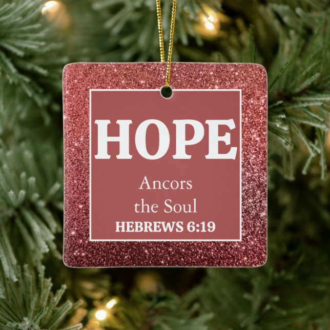 Adorno De Cerámica Navidades Purpurina rojo Biblia contra esperanza (Árbol)