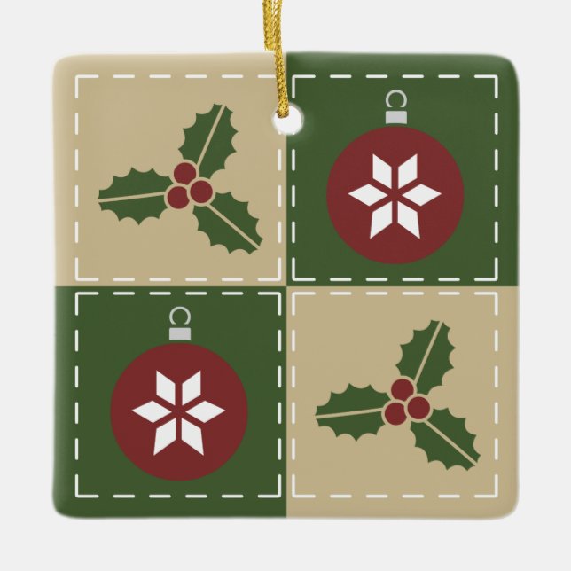 Adorno De Cerámica Navidades Quilt Ceramic Ornament (Anverso)
