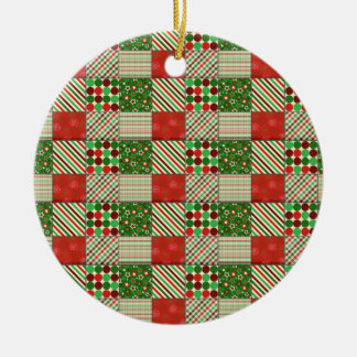 Adorno De Cerámica Navidades Quilt Holiday Ornament
