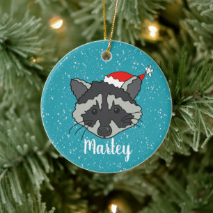 Adorno De Cerámica Navidades Raccoon