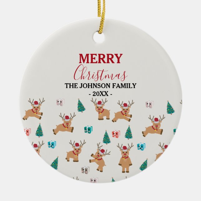 Adorno De Cerámica Navidades ratos renos (Frente)
