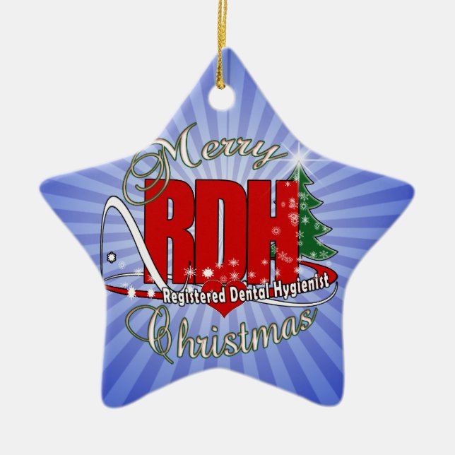 Adorno De Cerámica NAVIDADES RDH Higienista dental registrado (Frente)