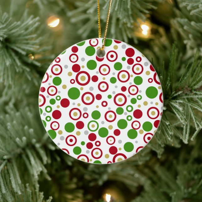 Adorno De Cerámica Navidades Red Green Geométrico Nombre Dos lados (Árbol)