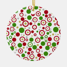 Adorno De Cerámica Navidades Red Green Geométrico Nombre Dos lados