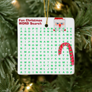 Adorno De Cerámica Navidades Red Mini 15 Word Puzzle Santa