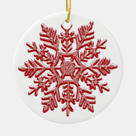 Adorno De Cerámica Navidades Red Snowflake Elegant