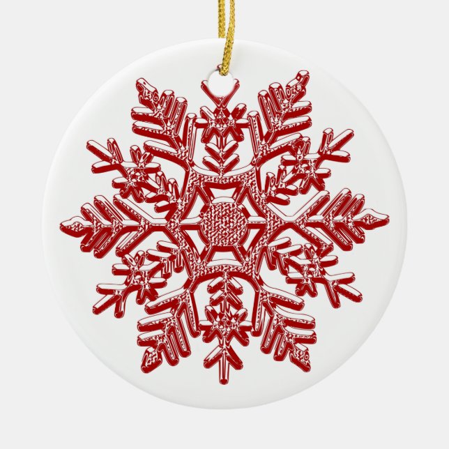 Adorno De Cerámica Navidades Red Snowflake Elegant (Frente)