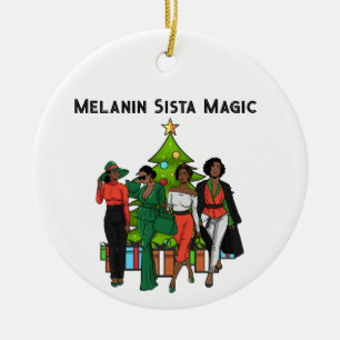 Adorno De Cerámica Navidades Reina Melanin Sista Chica Negro Diversió