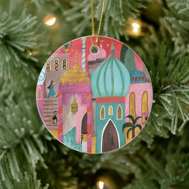 Adorno De Cerámica Navidades religiosos de la ciudad oriental (Árbol)