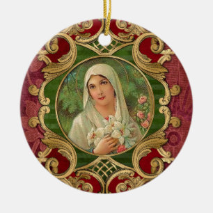 Adorno De Cerámica Navidades religiosos Virgin Mary Vintage Elegant