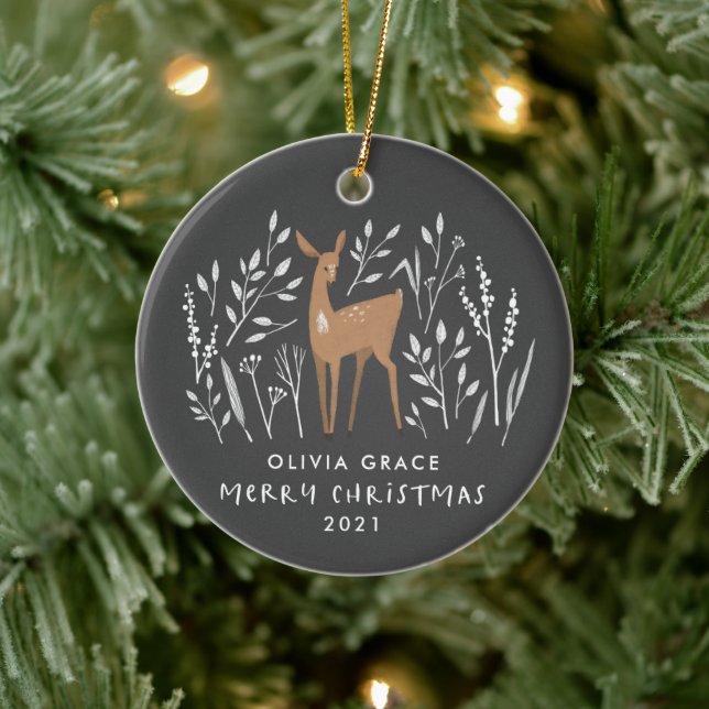 Adorno De Cerámica Navidades renos naturales delicados 1 foto (Árbol)