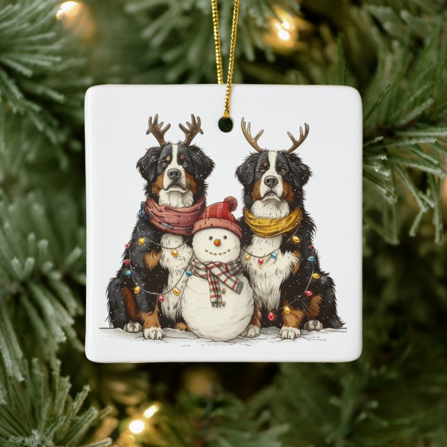 Adorno De Cerámica Navidades renos Perros de montaña Bernese (Árbol)
