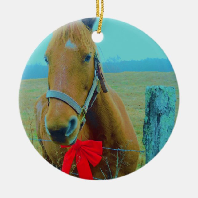 Adorno De Cerámica navidades retro Caballo (Frente)