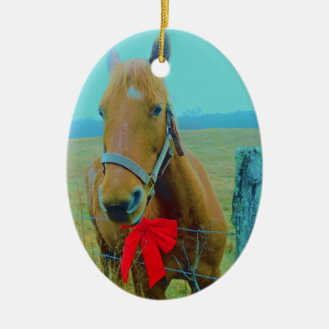 Adorno De Cerámica navidades retro Caballo (Frente)