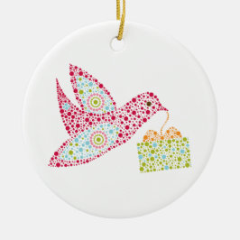 Adorno De Cerámica Navidades Retro Dots Bird, Peace Dove