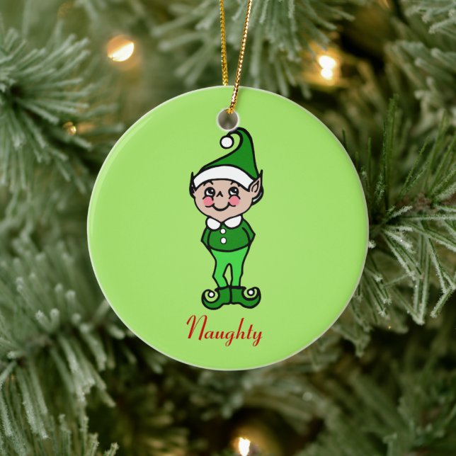 Adorno De Cerámica Navidades retro Elf Ornament (Árbol)