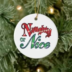 Adorno De Cerámica Navidades retro, letras rojas traviesas o bellas