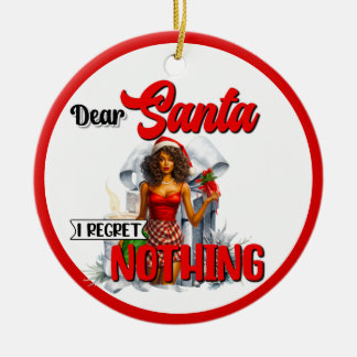 Adorno De Cerámica Navidades Retro Pinup Querido Santa I: Nada me arr