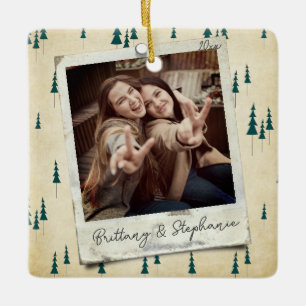 Adorno De Cerámica Navidades retro polaroides hermanos