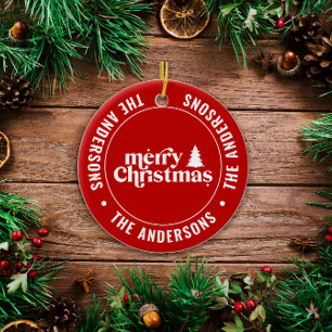 Adorno De Cerámica Navidades Retro Rojo Moderno Minimal Único