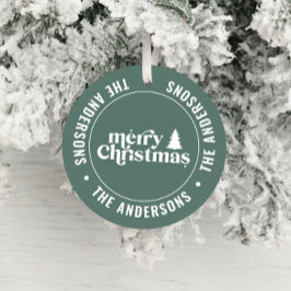 Adorno De Cerámica Navidades Retro Sage Green Moderno Minimal Único