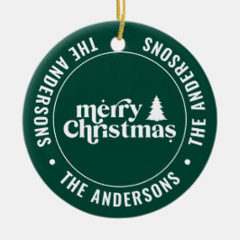 Adorno De Cerámica Navidades Retro Verde Moderno Mínimo Único