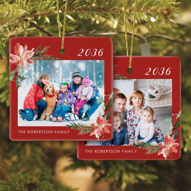 Adorno De Cerámica Navidades rojos fotográficos familiares (Subido por el creador)