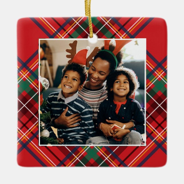 Adorno De Cerámica Navidades rojos fotográficos familiares pintados d (Anverso)