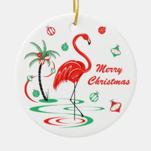 Adorno De Cerámica Navidades rojos Navidades flamingo Mensajes de tex