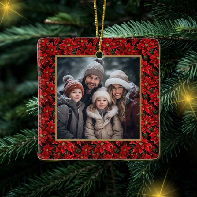 Adorno De Cerámica Navidades rojos Personalizado de Poinsettia Foto (Subido por el creador)