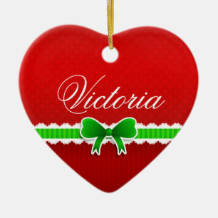 Adorno De Cerámica Navidades rojos románticos diseñan un nombre perso
