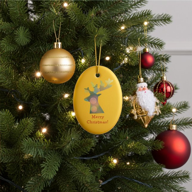 Adorno De Cerámica Navidades rojos y dorados personalizados renos (Subido por el creador)