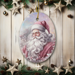 Adorno De Cerámica Navidades rosados clásicos Santa