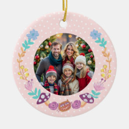 Adorno De Cerámica Navidades rosados de flores de gatos de Cheshire