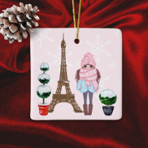 Navidades rosados de la Torre Eiffel Bonito Moda C