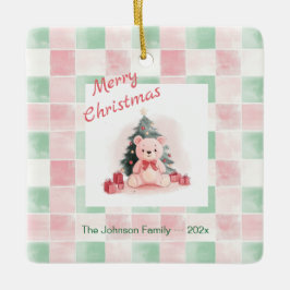 Adorno De Cerámica Navidades rosados de Teddy Bear Cute