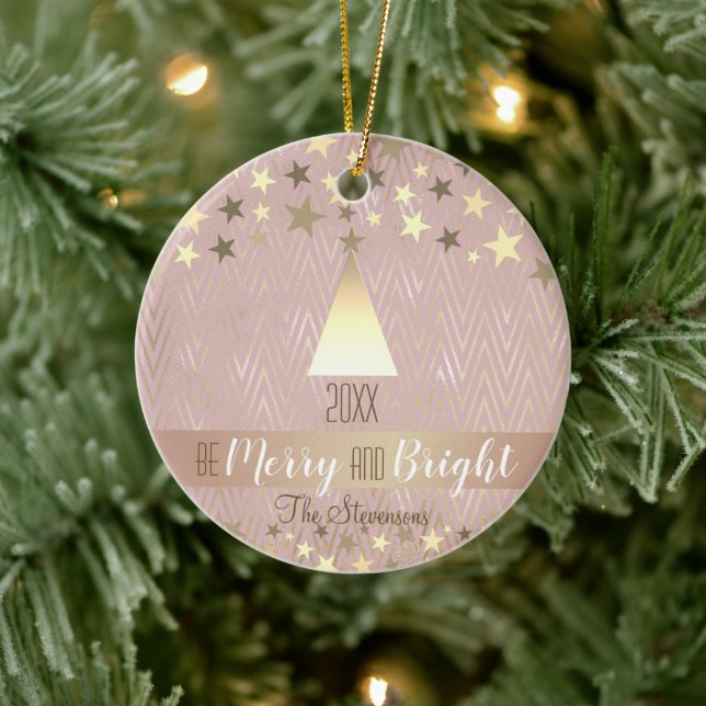 Adorno De Cerámica Navidades rosados elegantes (Árbol)
