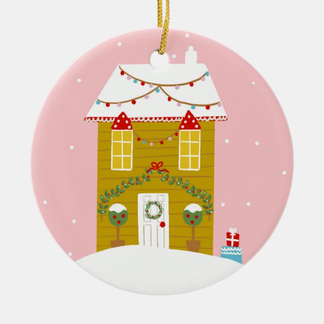 Adorno De Cerámica Navidades rosados Fiesta niños vacaciones de cumpl (Frente)