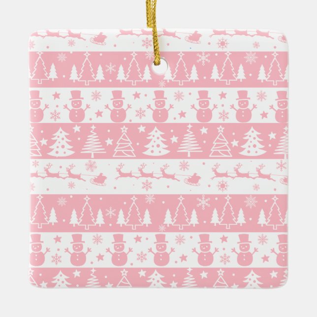 Adorno De Cerámica Navidades rosados lindo Regalos de invierno (Anverso)