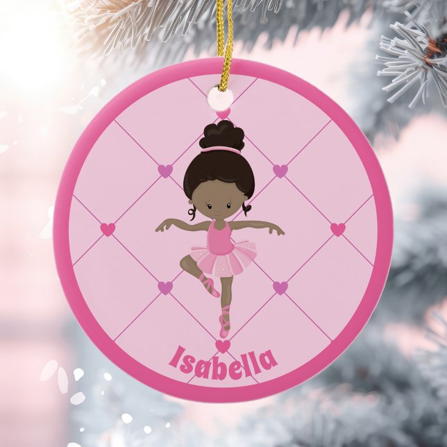 Adorno De Cerámica Navidades rosados Personalizado balerina afroameri (Subido por el creador)