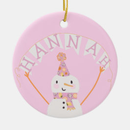 Adorno De Cerámica Navidades rosados  Personalizado de los niños Snow