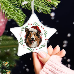 Adorno De Cerámica Navidades Rough Collie Dog Personalizado
