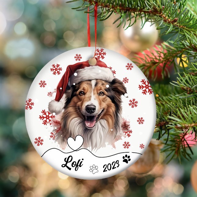 Adorno De Cerámica Navidades Rough Collie Dog Personalizado (Subido por el creador)